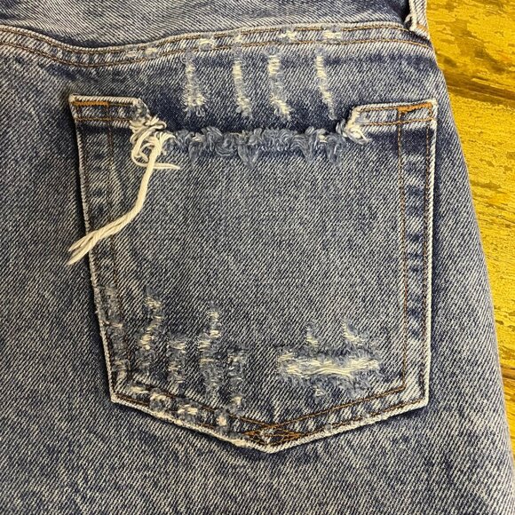Agolde Cutoff Raw Hem Jean Denim Shorts Blue Sz 28 - Picture 3 of 6